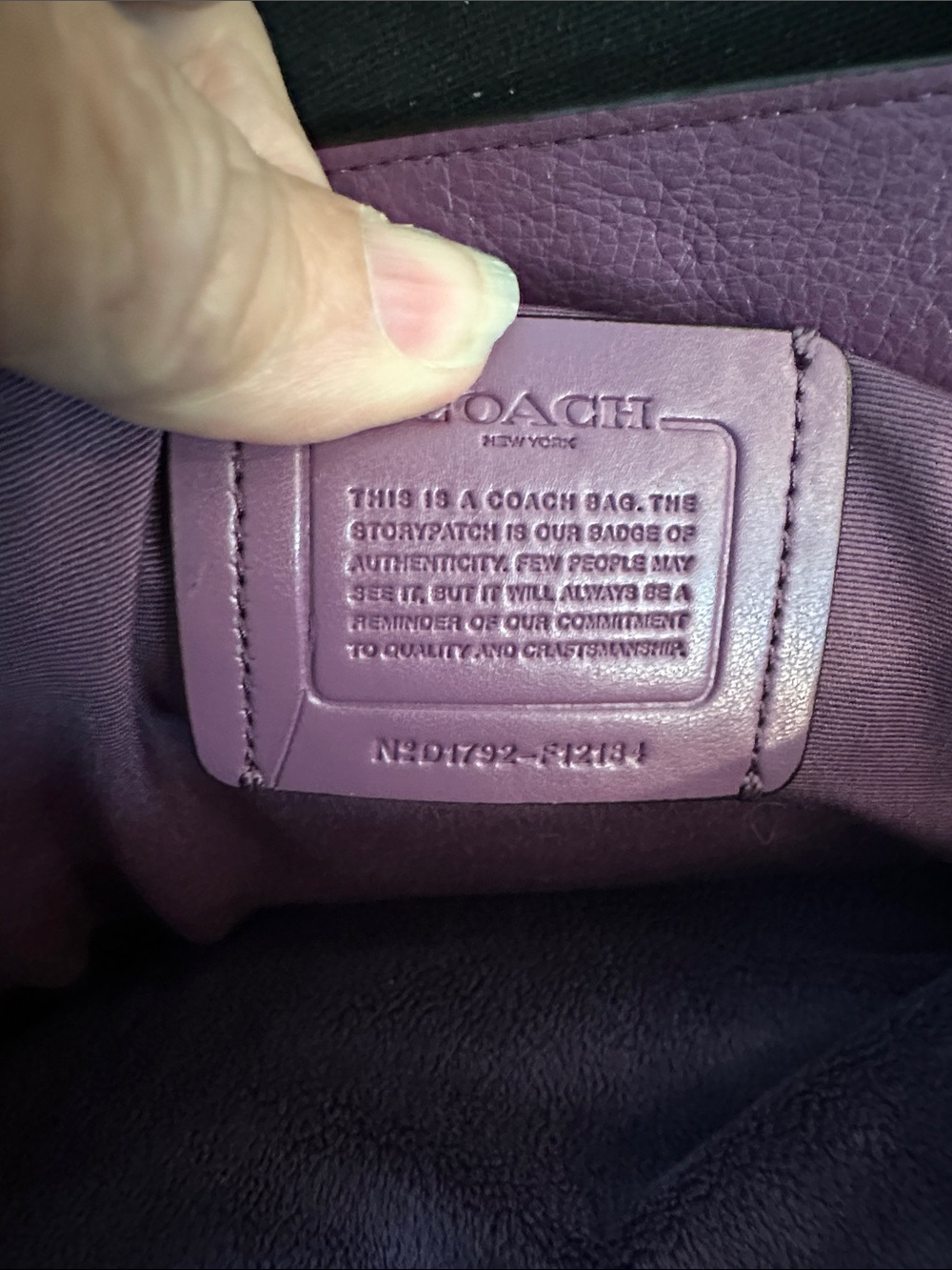 COACH Town Tote Purple Pebbled Leather Tote - Picture 15 of 15